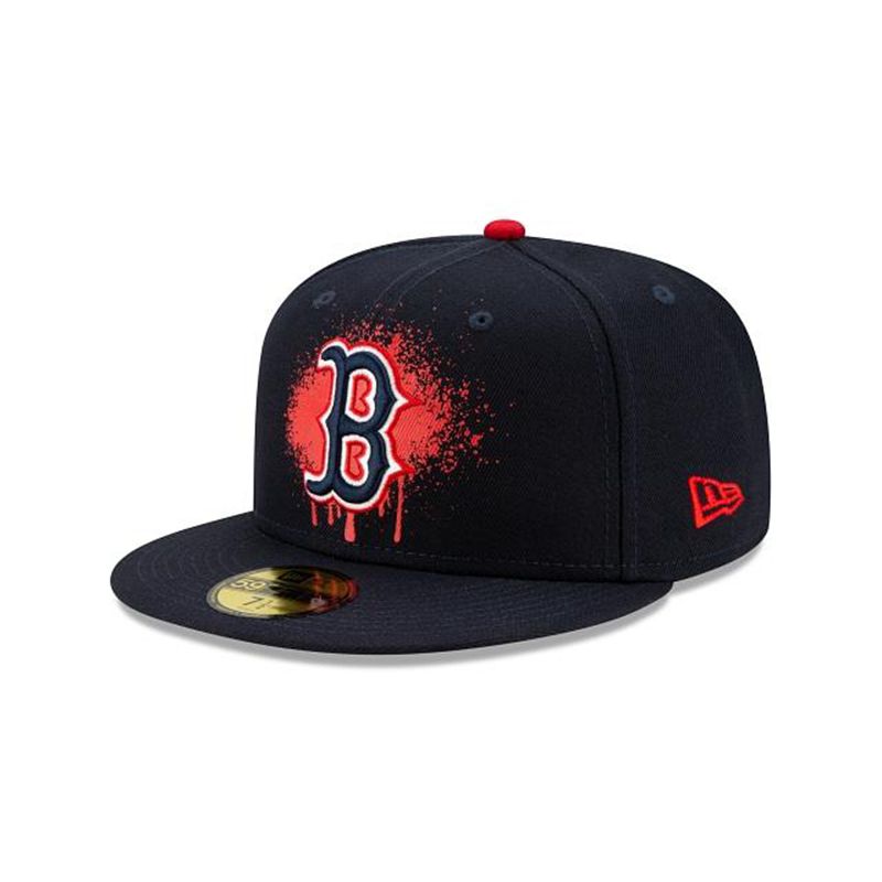 MLB Boston Red Sox Drip Front 59Fifty Fitted (DFF1788) - Blue New Era Caps